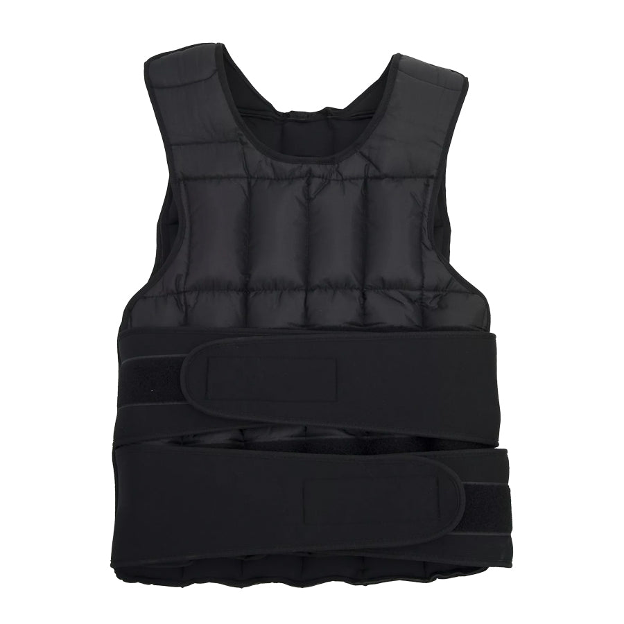 Black weighted vest on a white background