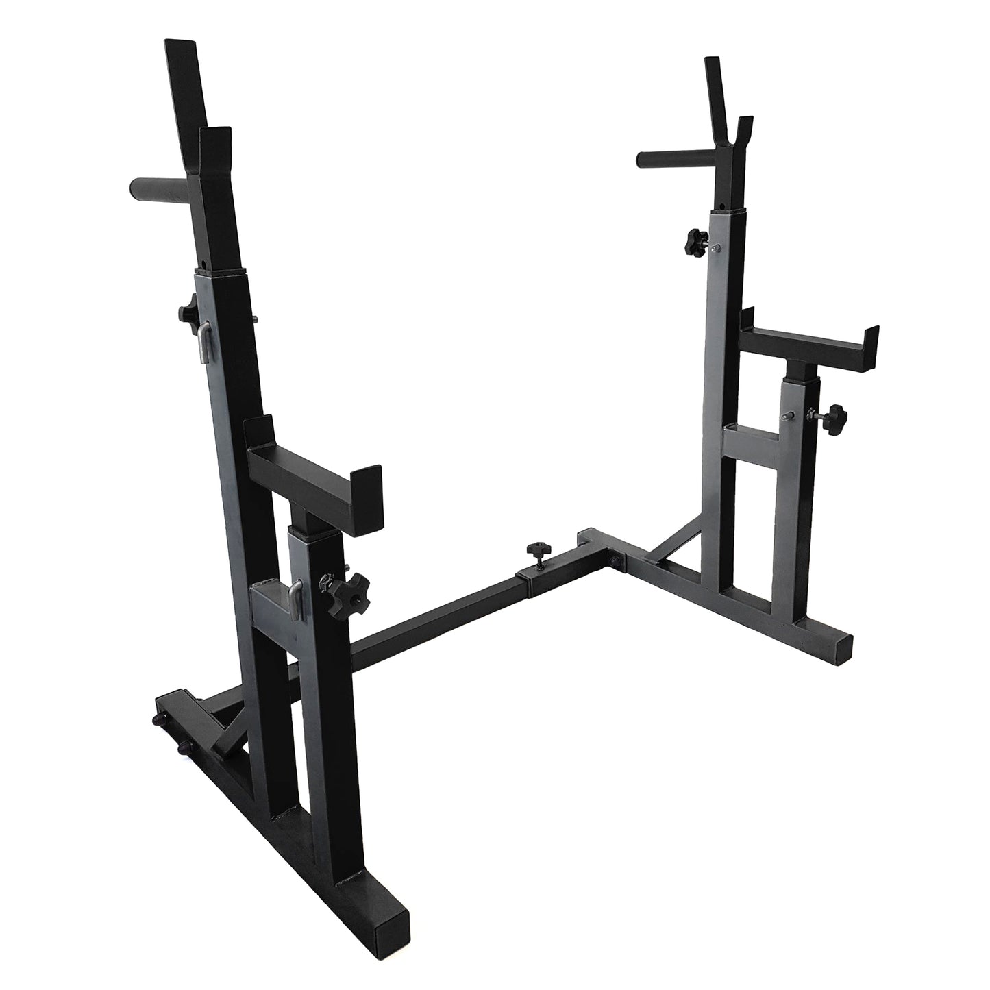 Heavy-Duty Adjustable Squat and Bench Press Rack Stand with Spotters and Dip Bars - Professional Strength Training Equipment for Home Gym - Multi-Function Barbell Holder for Serious Weightlifting
