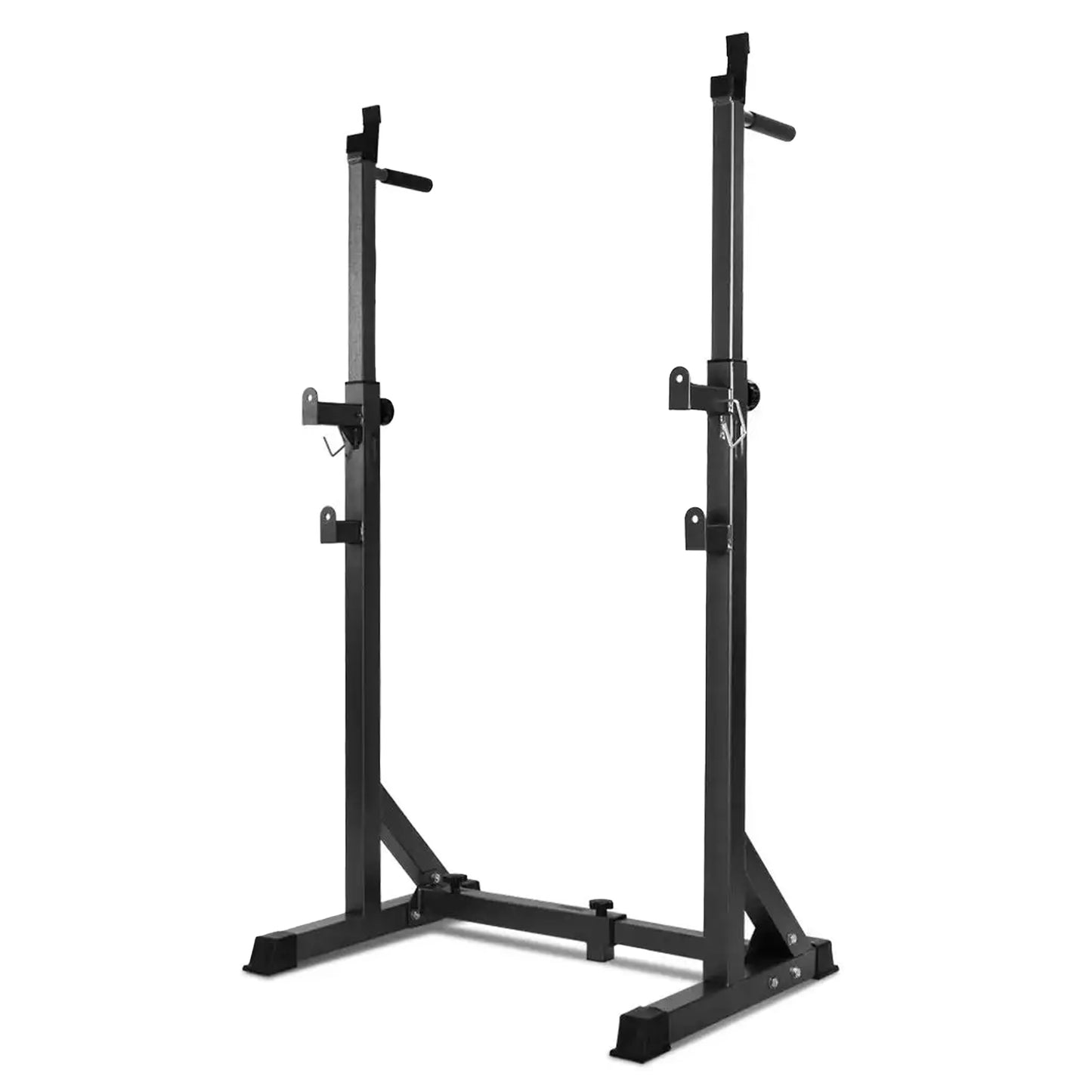 Half Squat Rack - Heavy-Duty Adjustable Barbell Stand with Dip Station & Spotters - 200KG Capacity Steel Frame - Height & Width Adjustable - Home Gym Strength Training Equipment for Beginners