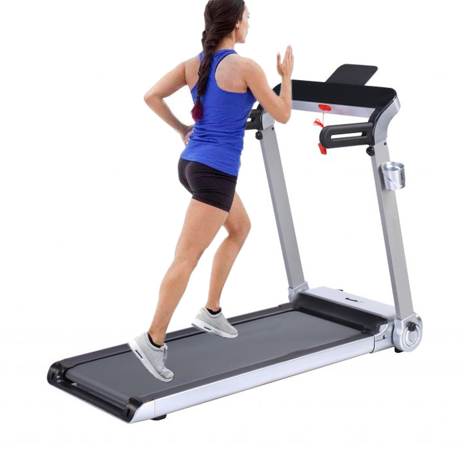 T102 Folding Treadmill - Compact Home Running Machine - Smart Walking Pad with 14km/h Motor - Space-Saving Design - LED Display Tracking - Cushioned Running Belt - Fits Under Furniture - 120kg