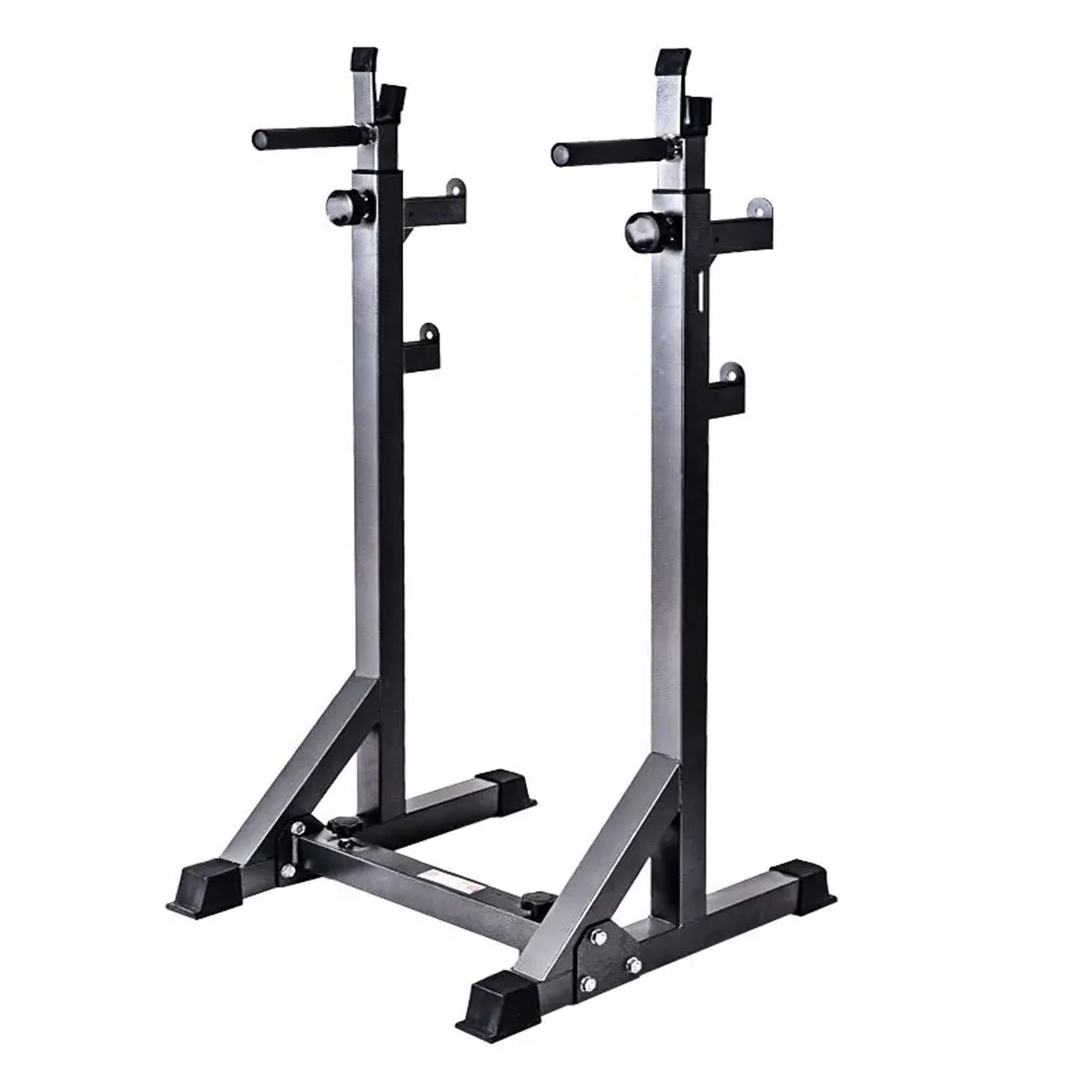 Half Squat Rack - Heavy-Duty Adjustable Barbell Stand with Dip Station & Spotters - 200KG Capacity Steel Frame - Height & Width Adjustable - Home Gym Strength Training Equipment for Beginners