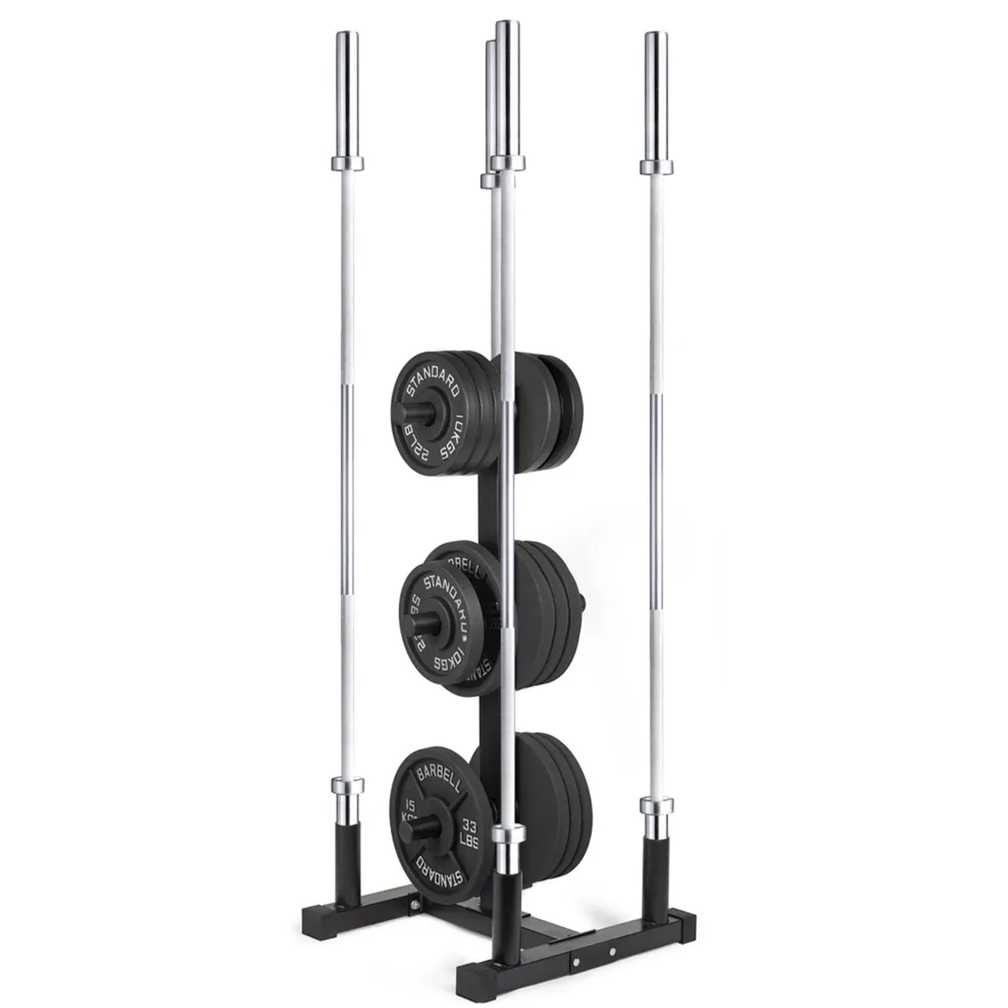 Heavy-Duty 3-Tier Olympic Weight Plate & Barbell Rack
