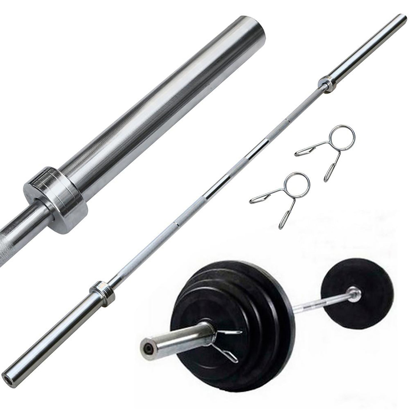 Premium Olympic 2-inch Barbell - Multiple Lengths (4ft-7ft) with Spring Collars - Professional Strength Training Bar - Standard Olympic Sleeve for Weight Plates - Durable Steel Construction