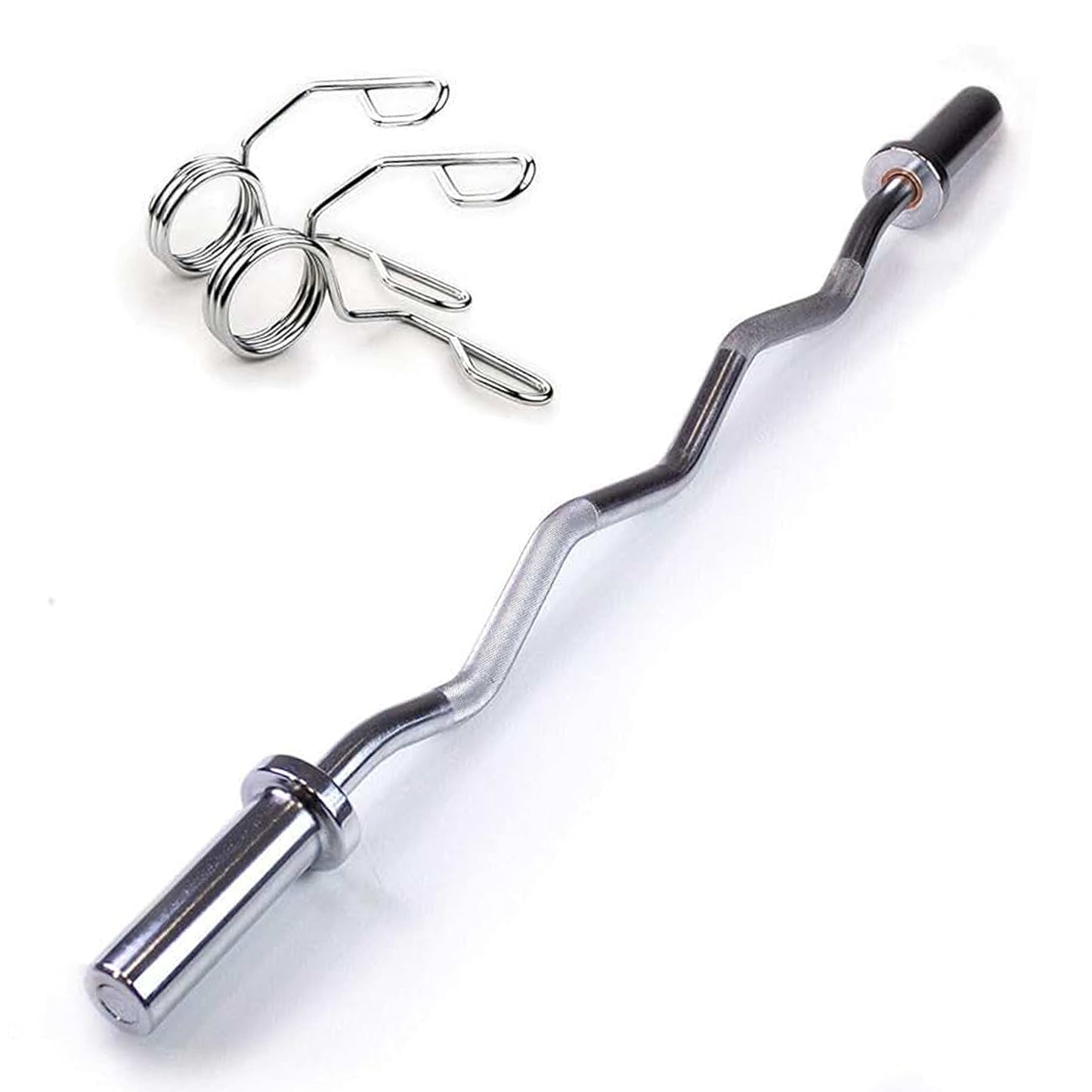 Premium Olympic EZ Curl Barbell Bar 47" - Professional Fitness Equipment for Home and Commercial Gyms - Heavy-Duty Training Gear for Strength and Conditioning - High-Quality Exercise Accessories