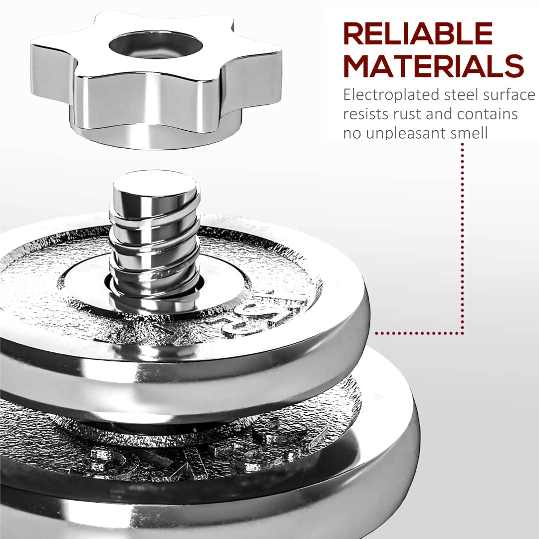 20kg Cast Iron Adjustable Dumbbell & Barbell Set