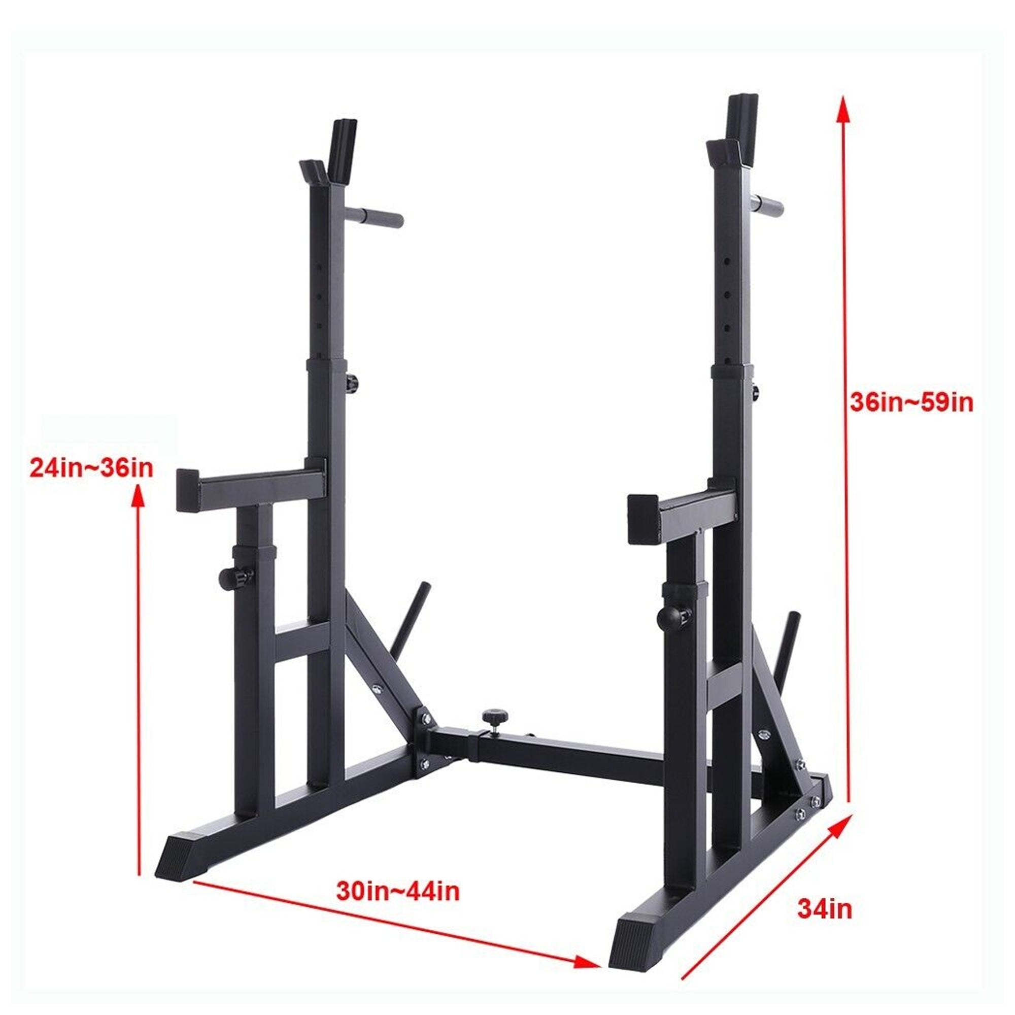 Heavy-Duty Adjustable Squat & Bench Press Rack with Dip Bars
