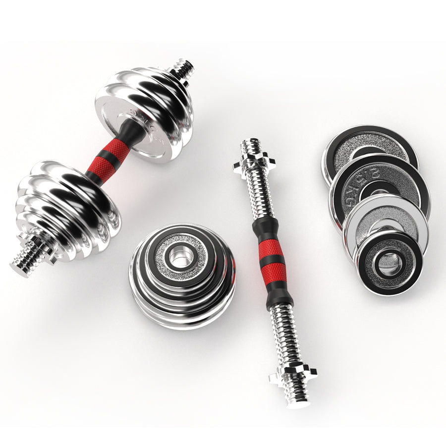 20kg Cast Iron Adjustable Dumbbell & Barbell Set | 2-in-1 Free Weights with Non-Slip Handle | Strength Training Equipment for Men & Women | Home Gym Fitness Kit
