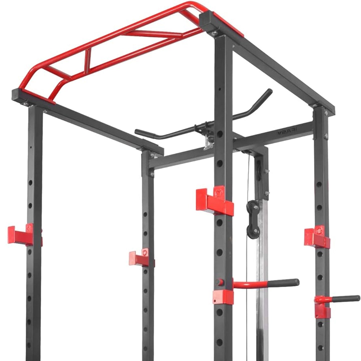 Professional Power Multi Cage with Cable Pulley System - Adjustable Heavy Duty Strength Training Rack - Complete Home Gym Station with Pull-Up Bar & Safety Spotters - Commercial Grade Steel Frame