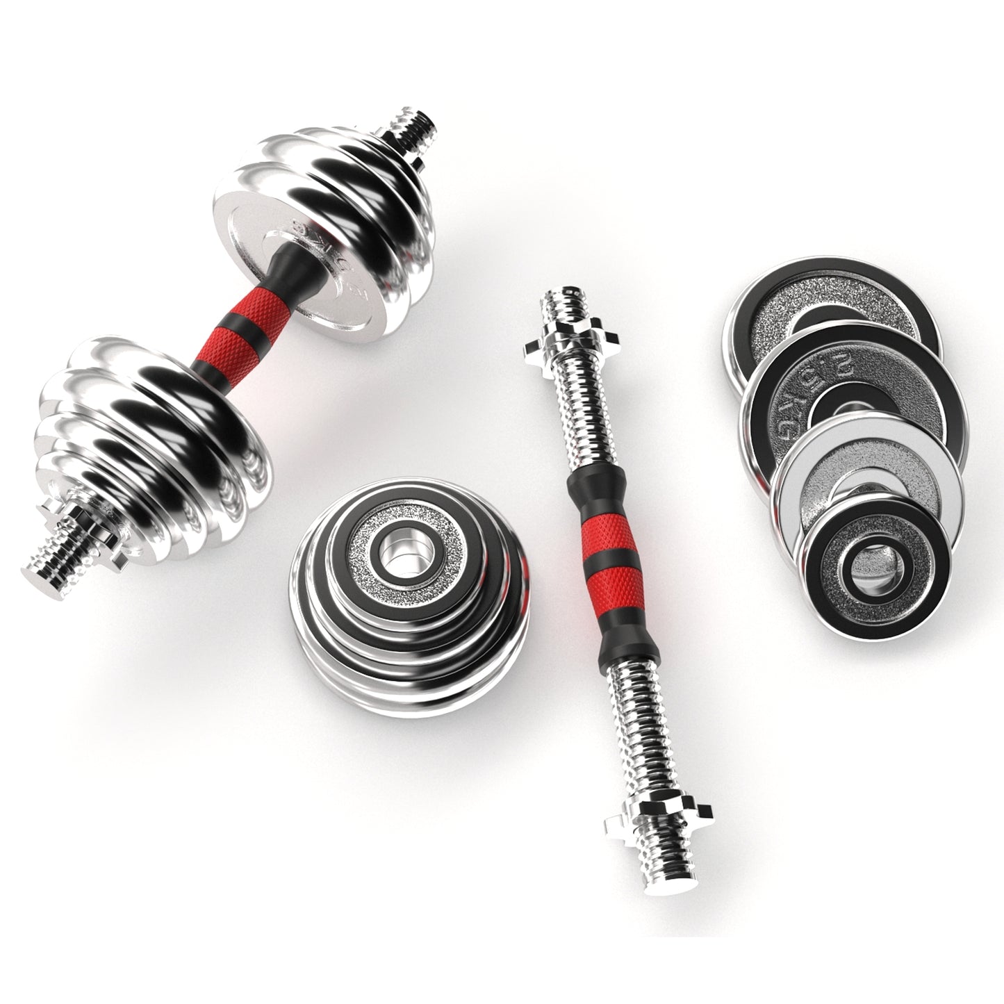 20kg Cast Iron Adjustable Dumbbell & Barbell Set | 2-in-1 Free Weights with Non-Slip Handle | Strength Training Equipment for Men & Women | Home Gym Fitness Kit