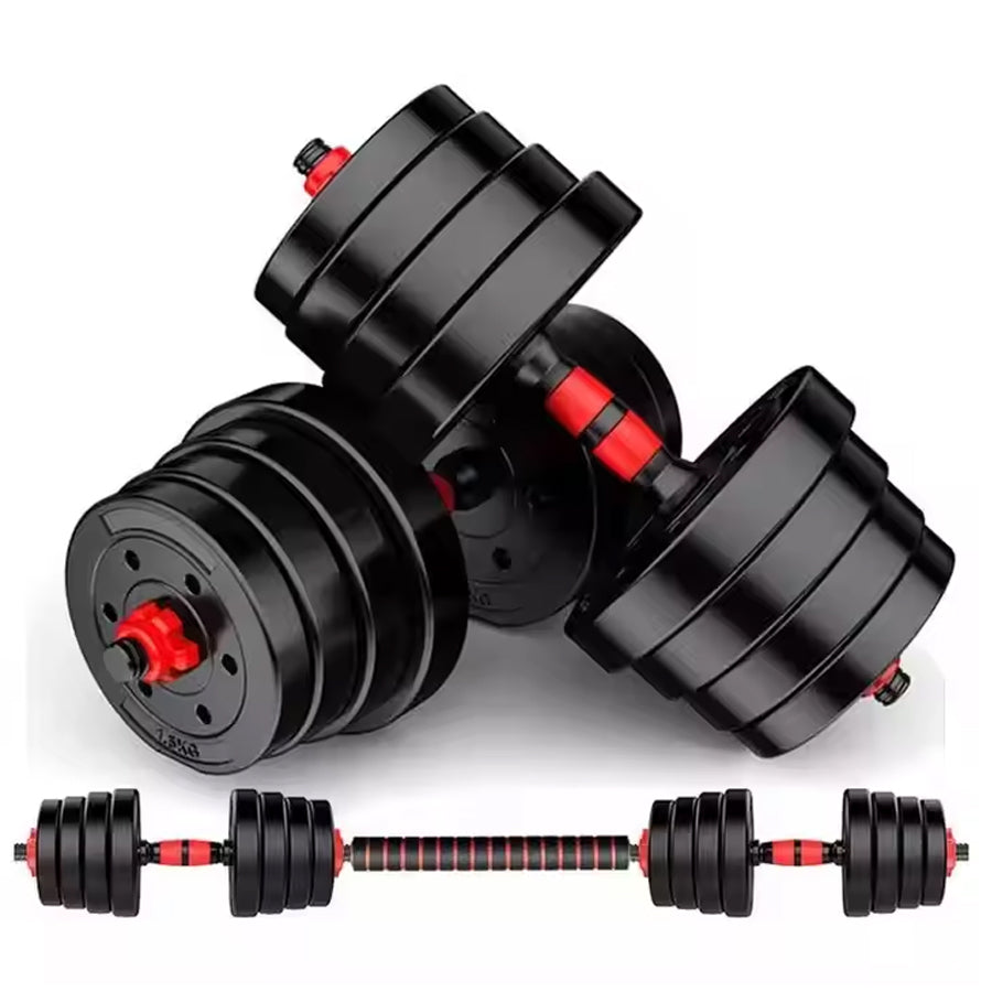 Adjustable Dumbbell & Barbell Set – 20kg 25kg 30kg | 2-in-1 Strength Training Equipment for Men & Women | Vinyl Dumbbell Pair with Connector for Home Gym Workouts