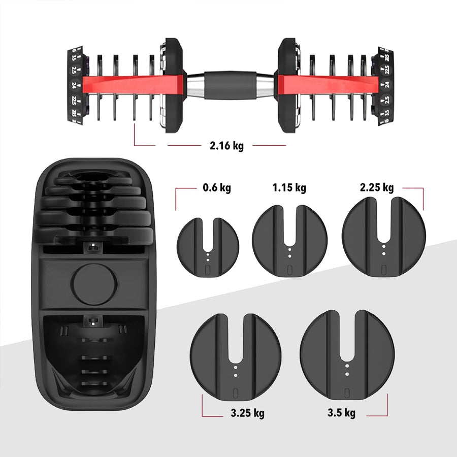 40kg Adjustable Dumbbell – 17-in-1 Quick Dial Weight Set | 5kg to 40kg | Space-Saving Strength Training Equipment with Safety Lock for Home Gym Workouts