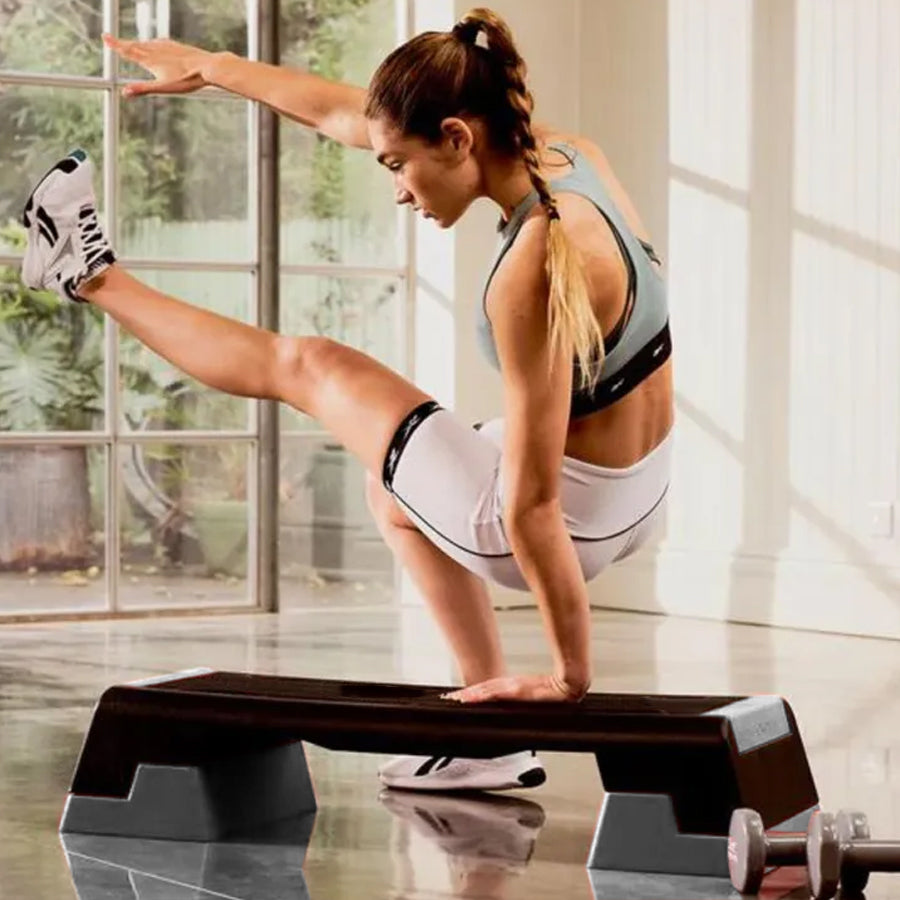 Premium Aerobic Stepper Platform with Adjustable Height Levels - Professional Fitness Step for Cardio Strength Training - Non-Slip Workout Exercise Risers - Multiple Size Options - Compact Home Gym
