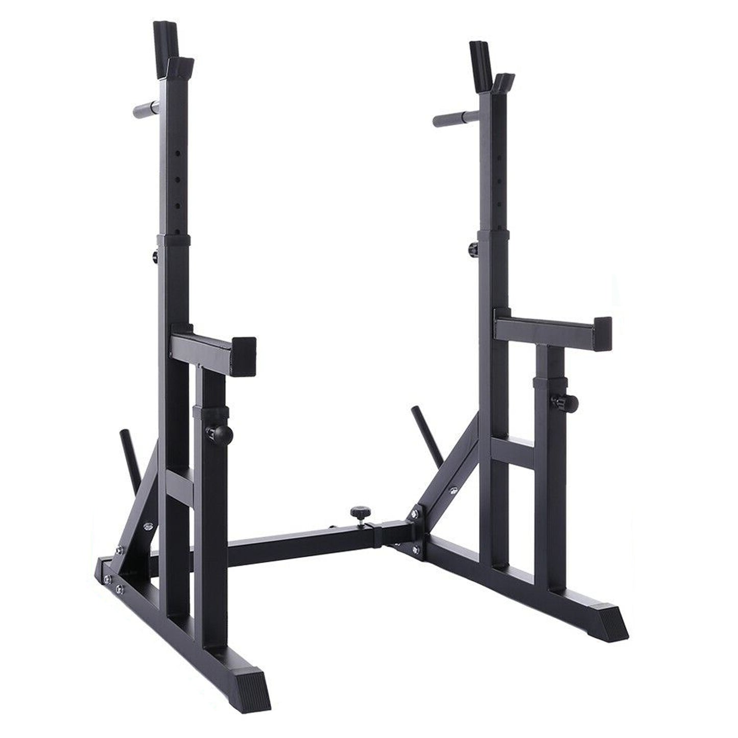 Heavy-Duty Adjustable Squat and Bench Press Rack Stand with Spotters and Dip Bars - Professional Strength Training Equipment for Home Gym - Multi-Function Barbell Holder for Serious Weightlifting
