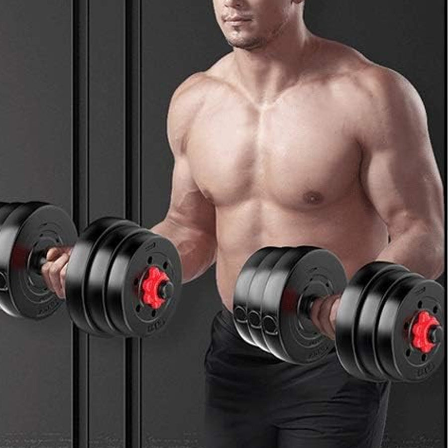 Adjustable Dumbbell & Barbell Set – 20kg 25kg 30kg | 2-in-1 Strength Training Equipment for Men & Women | Vinyl Dumbbell Pair with Connector for Home Gym Workouts