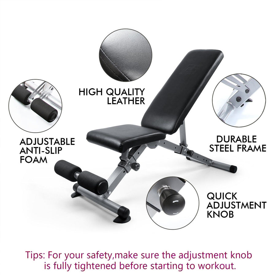 Commercial-Grade Adjustable Weight Bench with 6 Backrest Positions - Incline Flat Decline Training Station - Full Body Workout System - Dip Station and Rack - Heavy Duty 500kg Capacity Gym Equipment