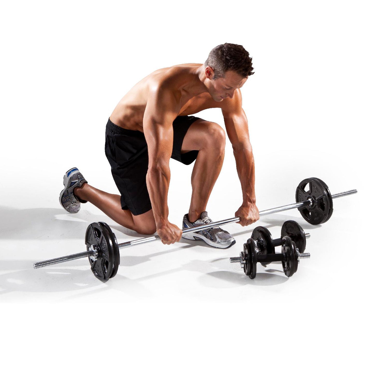 65kg Chrome Adjustable Dumbbell & Barbell Set | 2-in-1 Free Weights Training Equipment with Knurled Bar & Bar Joiner | Premium Strength Training Home Gym Kit