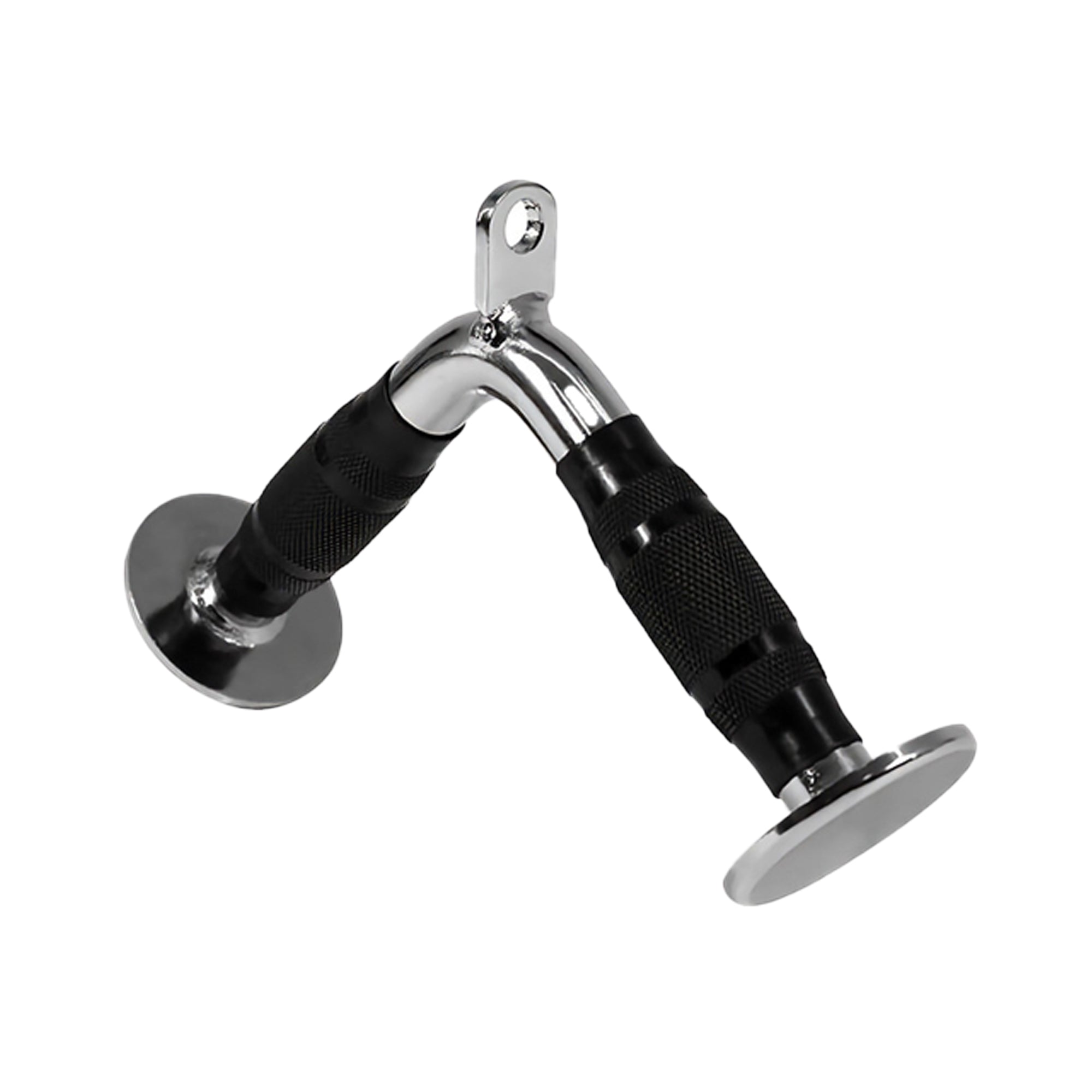 Chrome and black grab bar on a white background