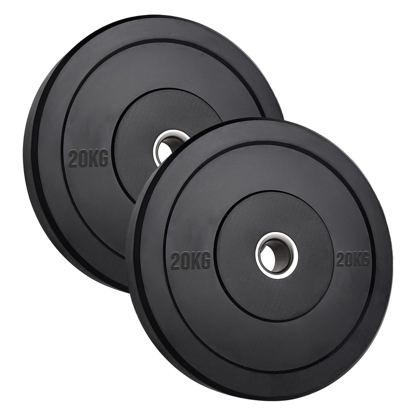Olympic Bumper Plates – Black Hi-Temp Crumb Rubber Discs | 2” Stainless Steel Insert | Sold in Pairs or Sets with 4ft/5ft/6ft/7ft Barbell | Durable Barbell Weight Plates for Home Gym