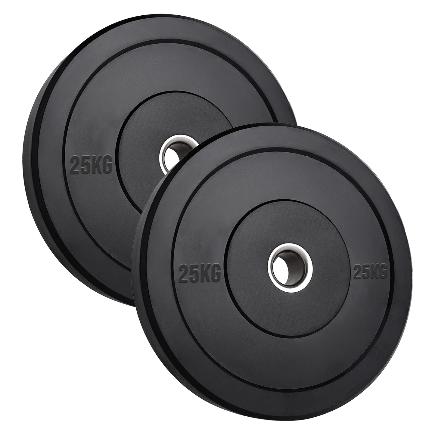 Olympic Bumper Plates – Black Hi-Temp Crumb Rubber Discs | 2” Stainless Steel Insert | Sold in Pairs or Sets with 4ft/5ft/6ft/7ft Barbell | Durable Barbell Weight Plates for Home Gym