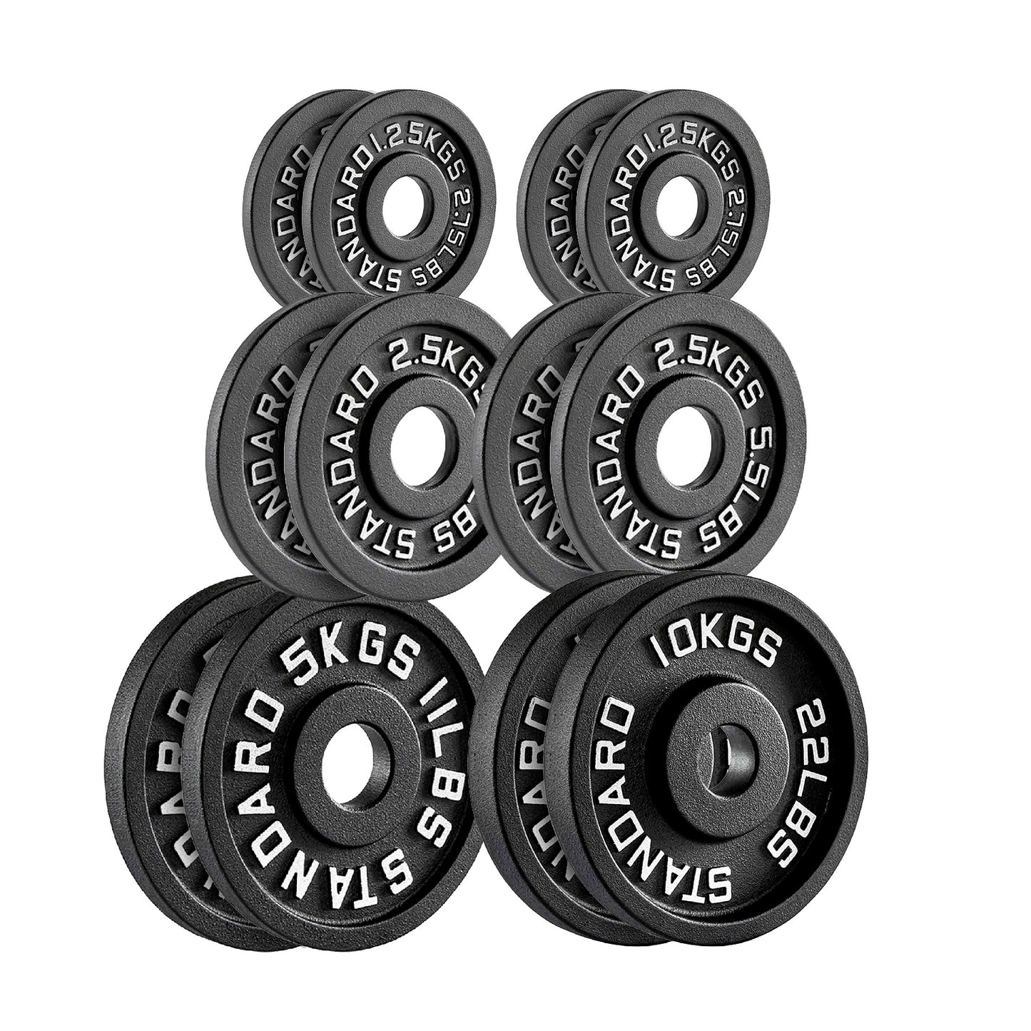 Olympic 2" Cast Iron Weight Plates – Pairs & Sets with 4ft/5ft/6ft/7ft Barbell Options | Standard Fit for Strength Training, Deadlifts & Home Gym Workouts