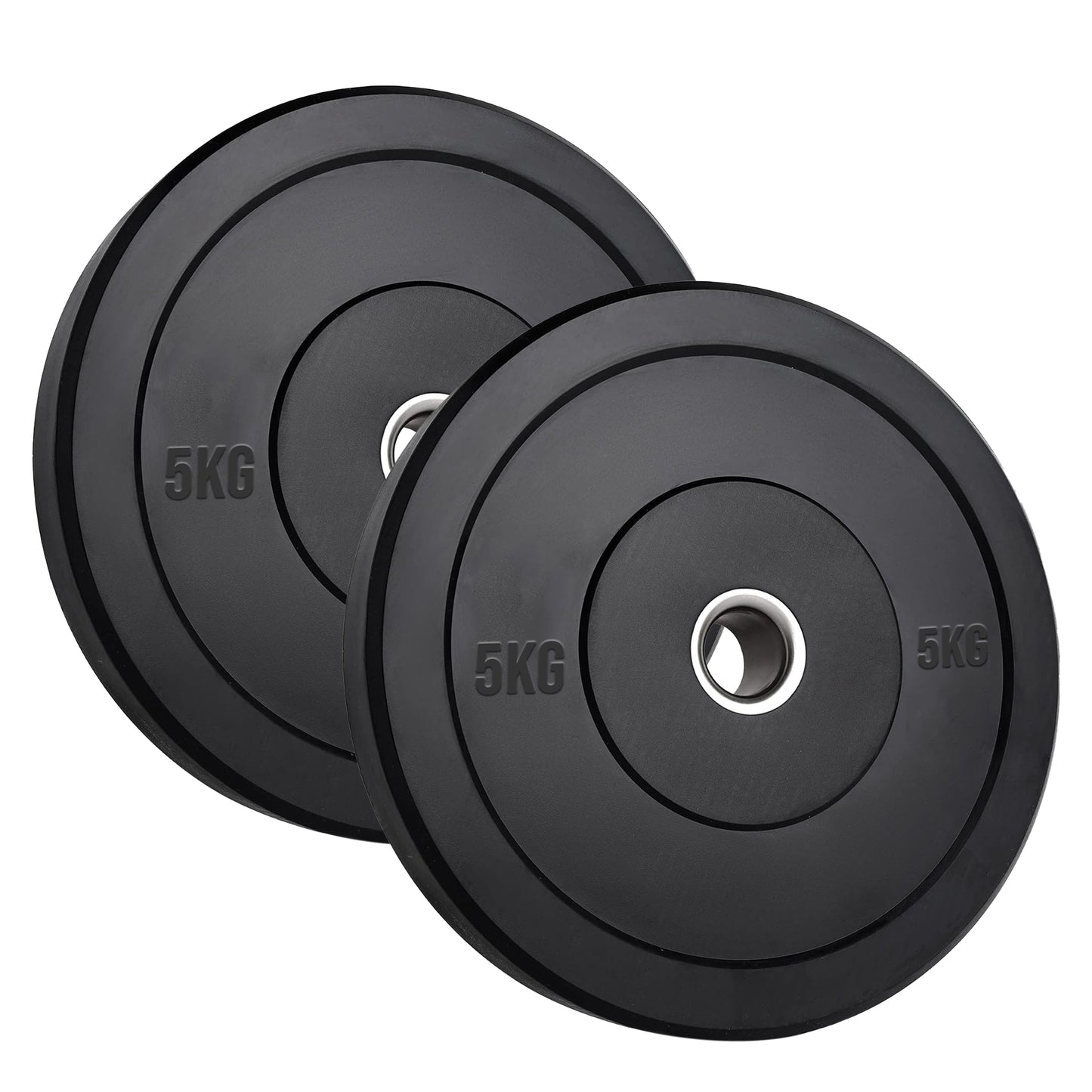 Olympic Bumper Plates – Black Hi-Temp Crumb Rubber Discs | 2” Stainless Steel Insert | Sold in Pairs or Sets with 4ft/5ft/6ft/7ft Barbell | Durable Barbell Weight Plates for Home Gym