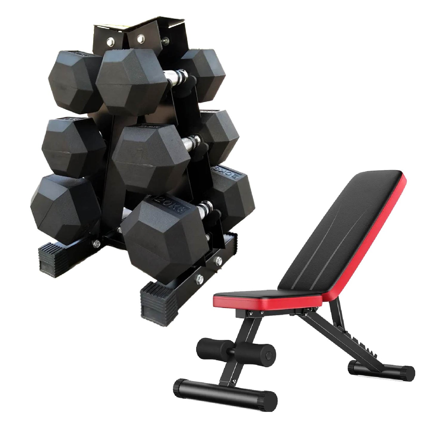 Premium Hex Dumbbells Complete Set with 3-Tier Storage Rack - Rubber Coated Weights from 2.5kg to 30kg with 2.5kg Increments for Home Gym and Professional Training