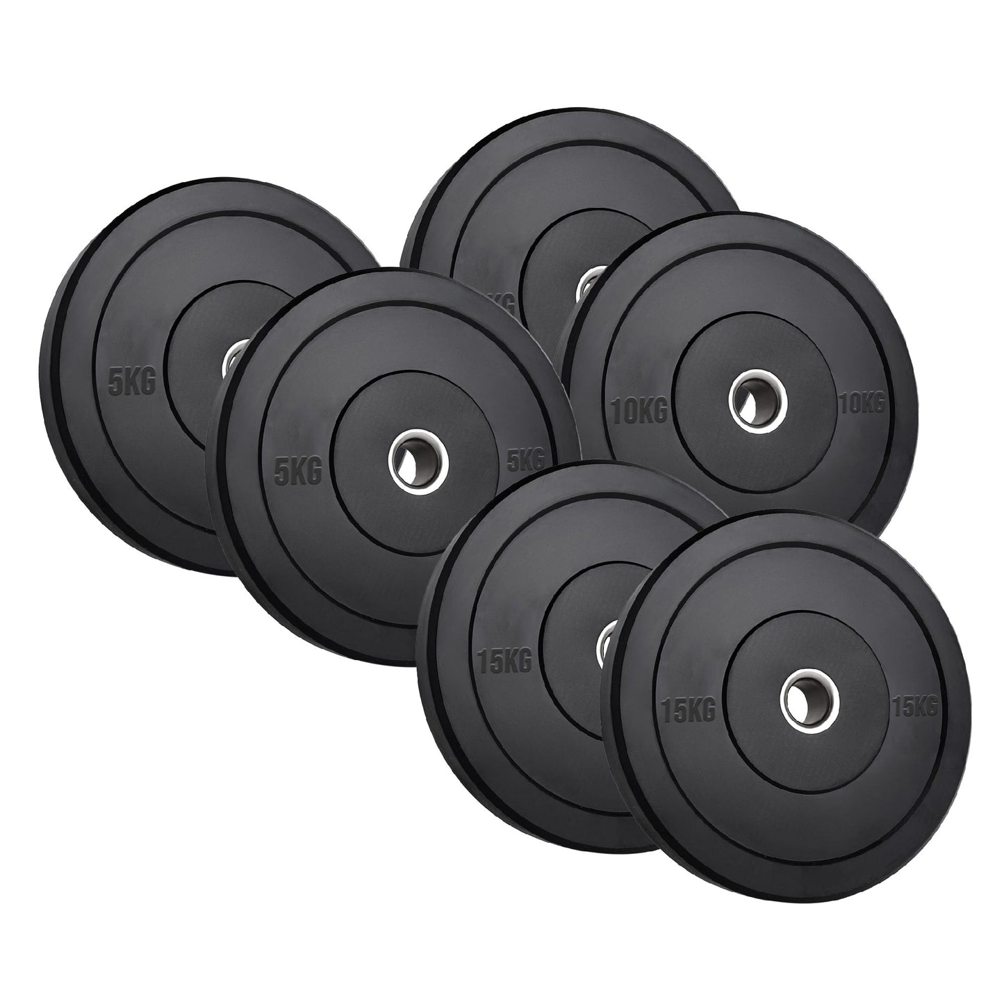 Olympic Bumper Plates – Black Hi-Temp Crumb Rubber Discs | 2” Stainless Steel Insert | Sold in Pairs or Sets with 4ft/5ft/6ft/7ft Barbell | Durable Barbell Weight Plates for Home Gym
