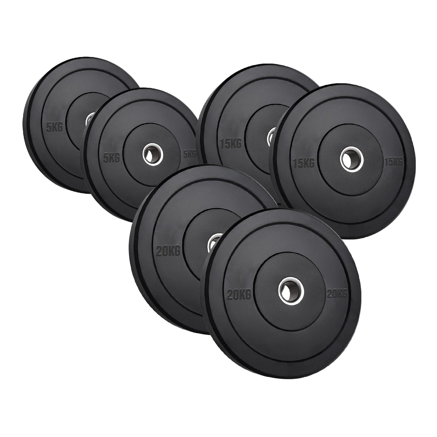 Olympic Bumper Plates – Black Hi-Temp Crumb Rubber Discs | 2” Stainless Steel Insert | Sold in Pairs or Sets with 4ft/5ft/6ft/7ft Barbell | Durable Barbell Weight Plates for Home Gym