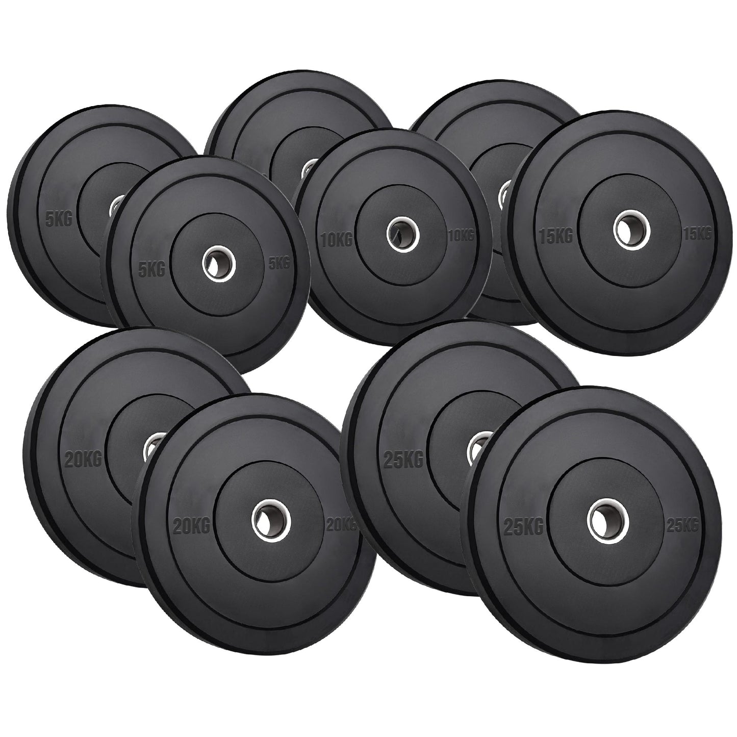 Olympic Bumper Plates – Black Hi-Temp Crumb Rubber Discs | 2” Stainless Steel Insert | Sold in Pairs or Sets with 4ft/5ft/6ft/7ft Barbell | Durable Barbell Weight Plates for Home Gym