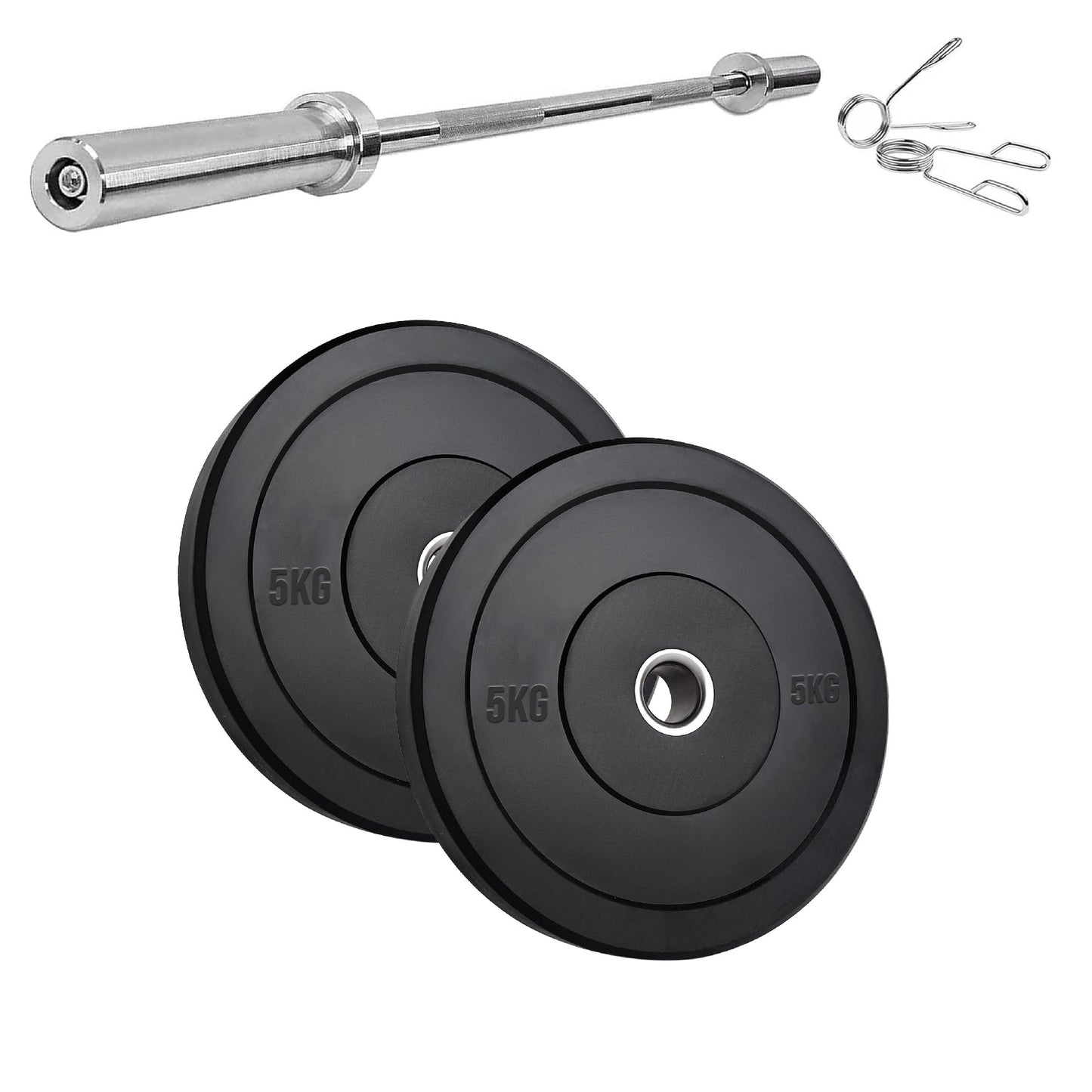 Olympic Bumper Plates – Black Hi-Temp Crumb Rubber Discs | 2” Stainless Steel Insert | Sold in Pairs or Sets with 4ft/5ft/6ft/7ft Barbell | Durable Barbell Weight Plates for Home Gym