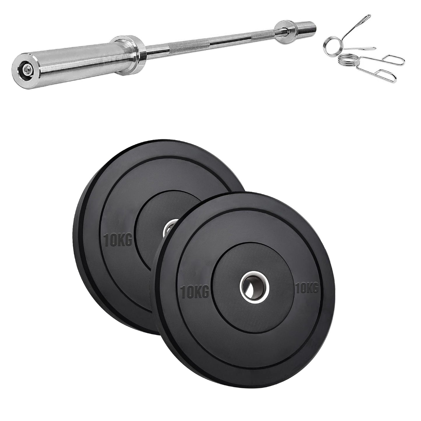 Olympic Bumper Plates – Black Hi-Temp Crumb Rubber Discs | 2” Stainless Steel Insert | Sold in Pairs or Sets with 4ft/5ft/6ft/7ft Barbell | Durable Barbell Weight Plates for Home Gym