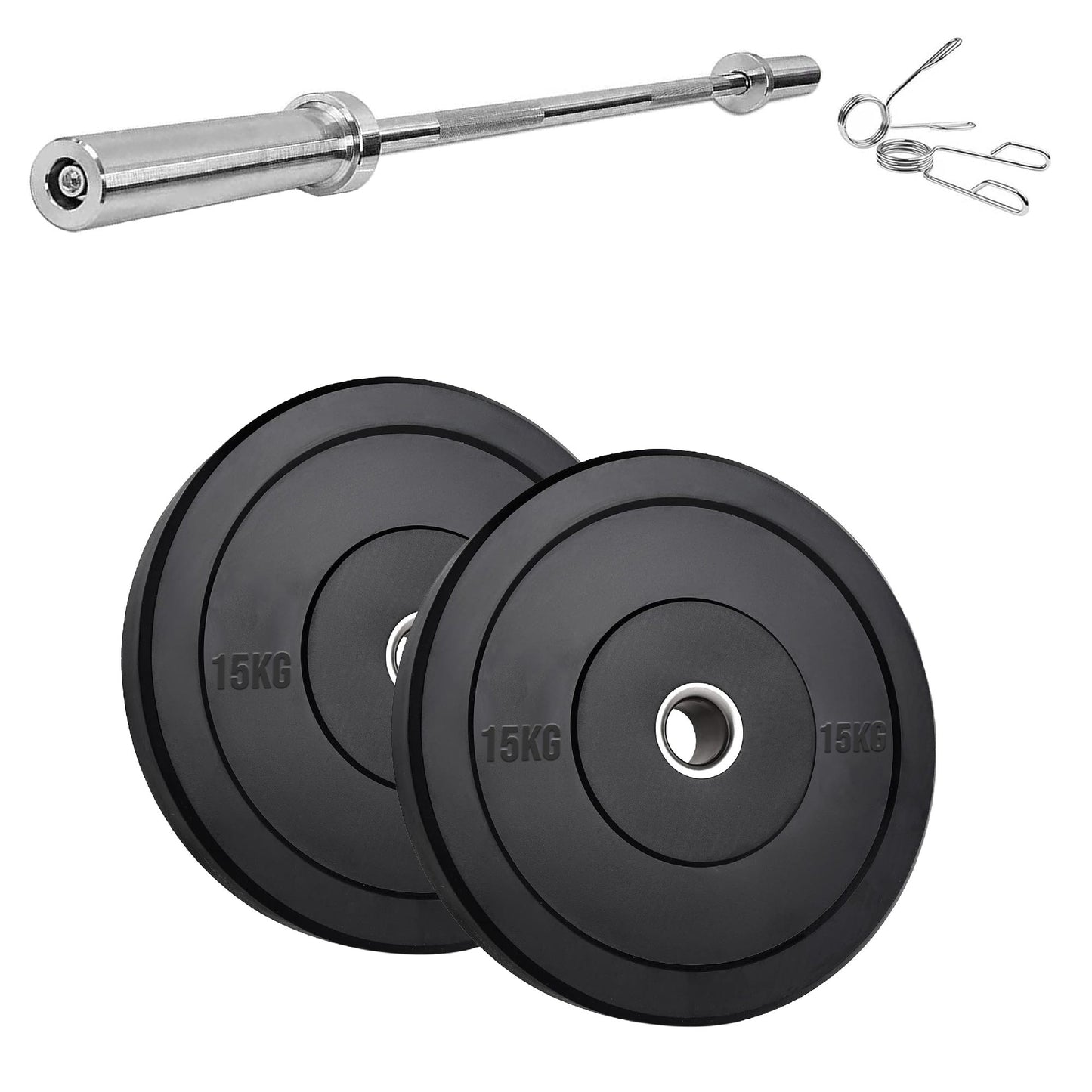 Olympic Bumper Plates – Black Hi-Temp Crumb Rubber Discs | 2” Stainless Steel Insert | Sold in Pairs or Sets with 4ft/5ft/6ft/7ft Barbell | Durable Barbell Weight Plates for Home Gym