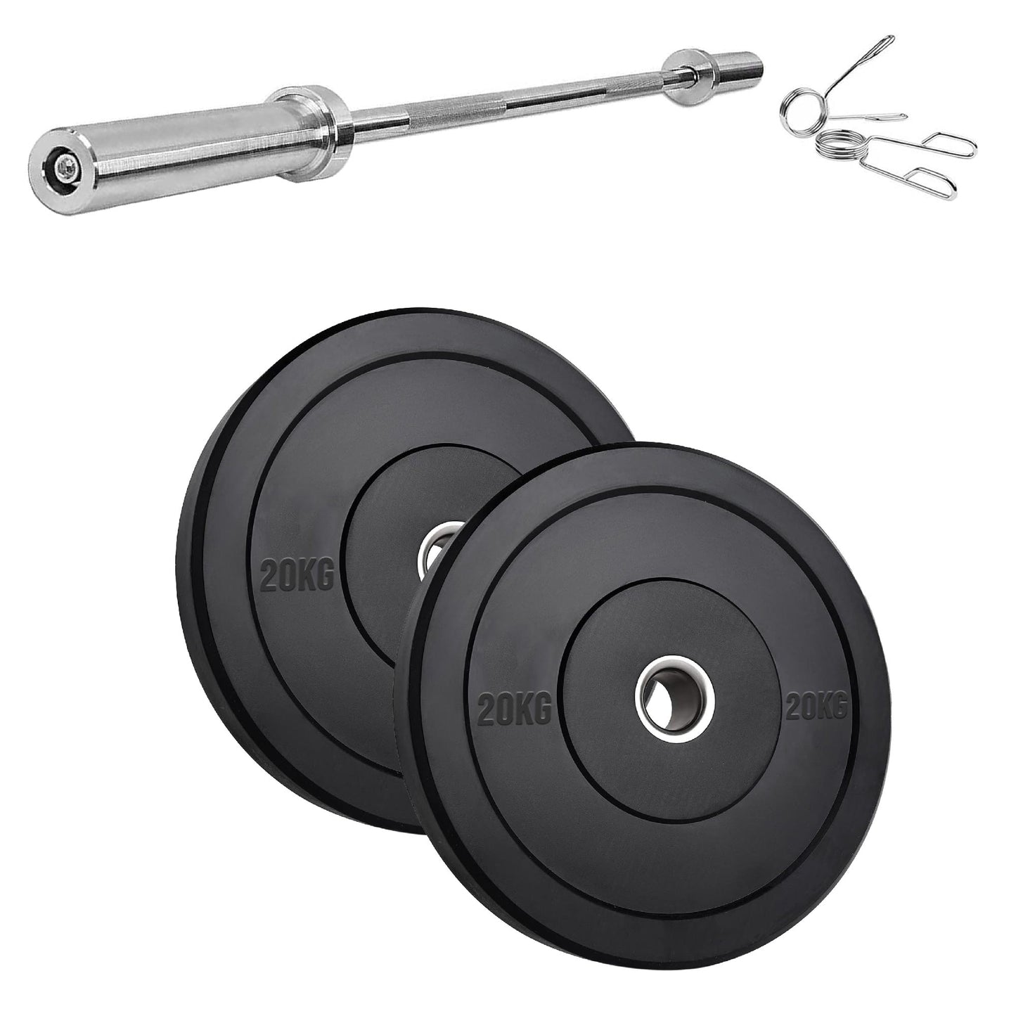Olympic Bumper Plates – Black Hi-Temp Crumb Rubber Discs | 2” Stainless Steel Insert | Sold in Pairs or Sets with 4ft/5ft/6ft/7ft Barbell | Durable Barbell Weight Plates for Home Gym