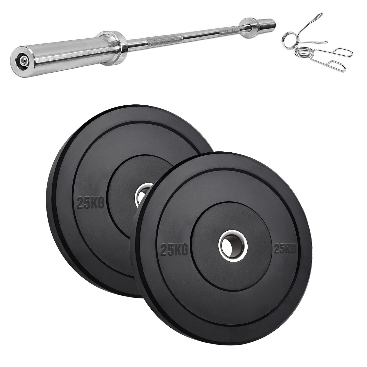 Olympic Bumper Plates – Black Hi-Temp Crumb Rubber Discs | 2” Stainless Steel Insert | Sold in Pairs or Sets with 4ft/5ft/6ft/7ft Barbell | Durable Barbell Weight Plates for Home Gym