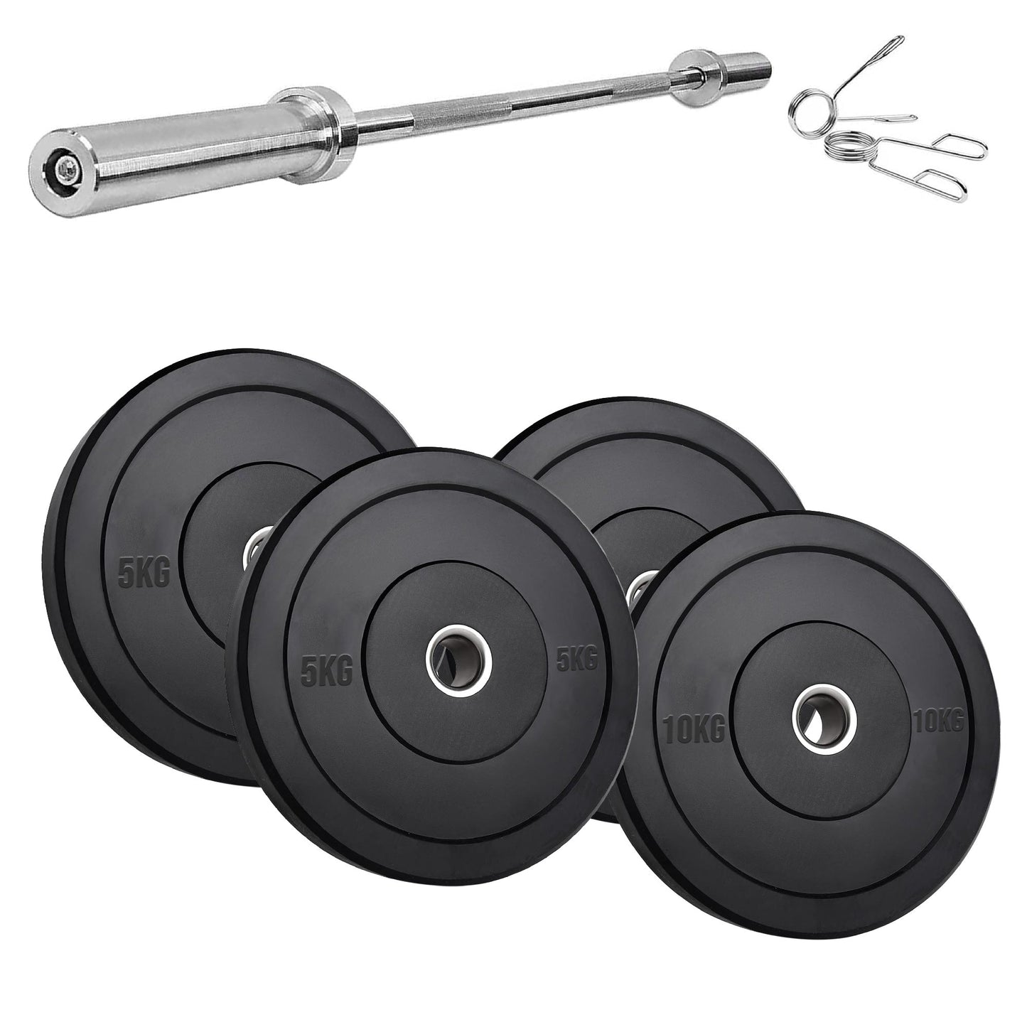 Olympic Bumper Plates – Black Hi-Temp Crumb Rubber Discs | 2” Stainless Steel Insert | Sold in Pairs or Sets with 4ft/5ft/6ft/7ft Barbell | Durable Barbell Weight Plates for Home Gym