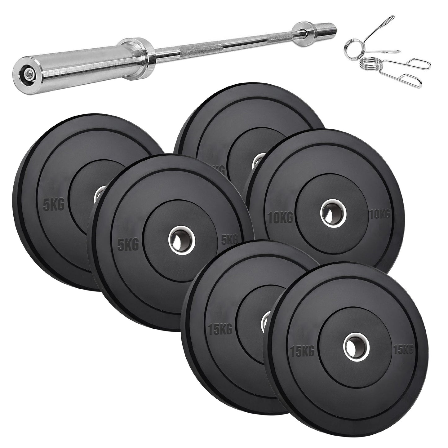 Olympic Bumper Plates – Black Hi-Temp Crumb Rubber Discs | 2” Stainless Steel Insert | Sold in Pairs or Sets with 4ft/5ft/6ft/7ft Barbell | Durable Barbell Weight Plates for Home Gym