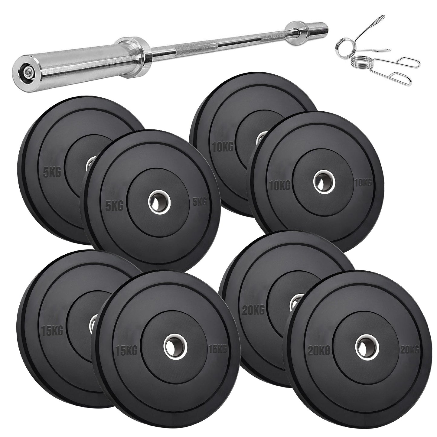 Olympic Bumper Plates – Black Hi-Temp Crumb Rubber Discs | 2” Stainless Steel Insert | Sold in Pairs or Sets with 4ft/5ft/6ft/7ft Barbell | Durable Barbell Weight Plates for Home Gym