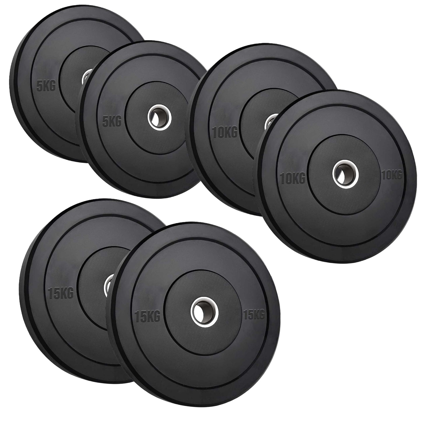 Olympic Bumper Plates – Black Hi-Temp Crumb Rubber Discs | 2” Stainless Steel Insert | Sold in Pairs or Sets with 4ft/5ft/6ft/7ft Barbell | Durable Barbell Weight Plates for Home Gym