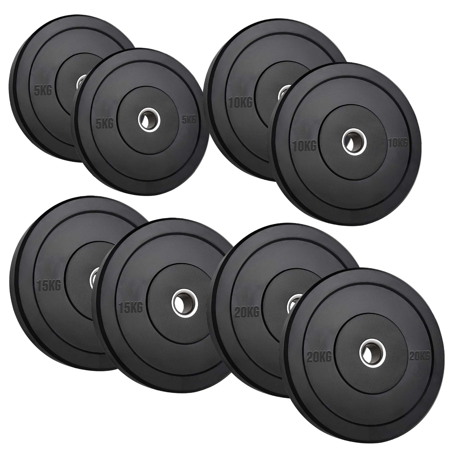 Olympic Bumper Plates – Black Hi-Temp Crumb Rubber Discs | 2” Stainless Steel Insert | Sold in Pairs or Sets with 4ft/5ft/6ft/7ft Barbell | Durable Barbell Weight Plates for Home Gym