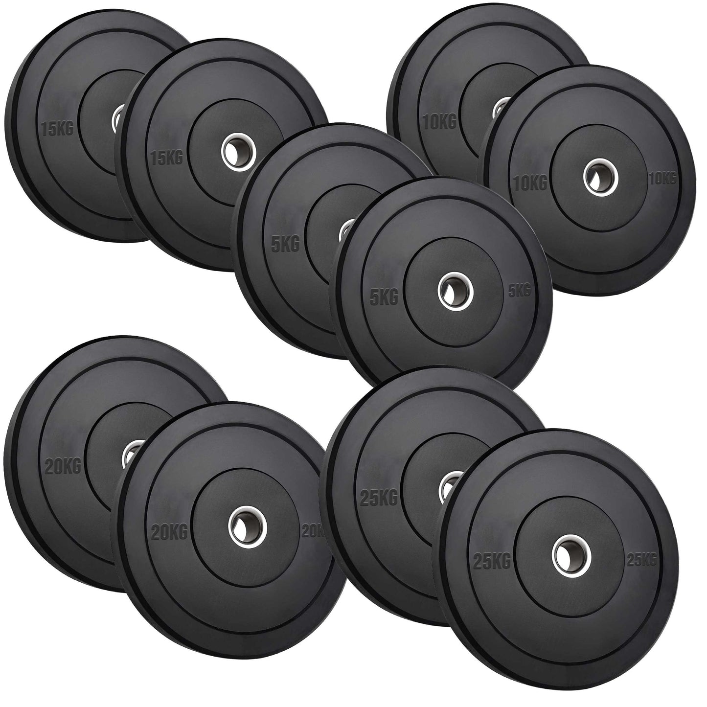 Olympic Bumper Plates – Black Hi-Temp Crumb Rubber Discs | 2” Stainless Steel Insert | Sold in Pairs or Sets with 4ft/5ft/6ft/7ft Barbell | Durable Barbell Weight Plates for Home Gym