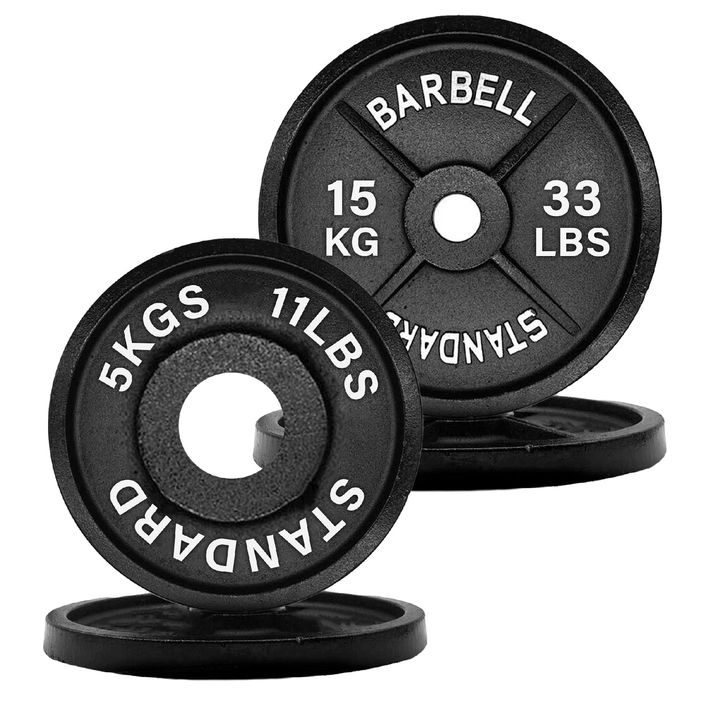 Olympic 2" Cast Iron Weight Plates – Pairs & Sets with 4ft/5ft/6ft/7ft Barbell Options | Standard Fit for Strength Training, Deadlifts & Home Gym Workouts