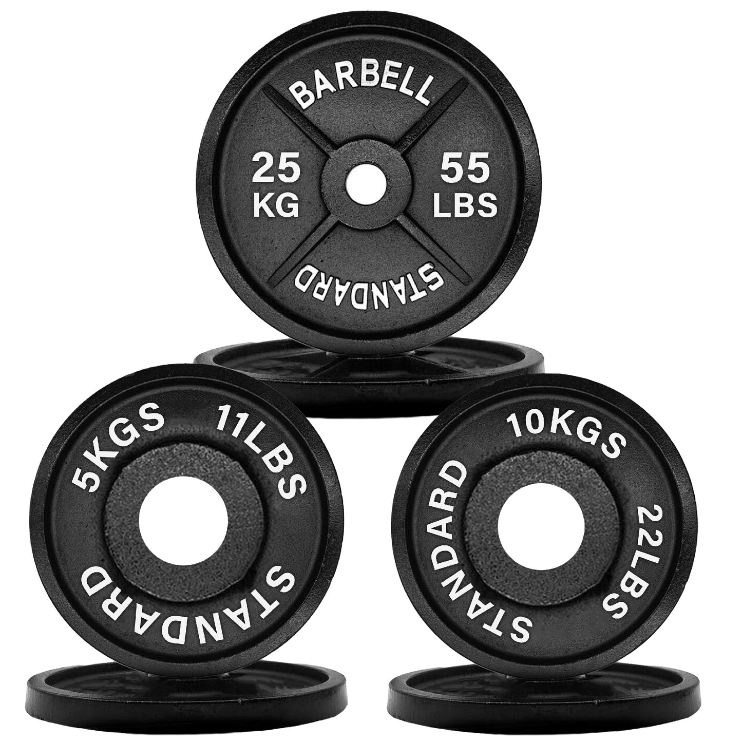 Olympic 2" Cast Iron Weight Plates – Pairs & Sets with 4ft/5ft/6ft/7ft Barbell Options | Standard Fit for Strength Training, Deadlifts & Home Gym Workouts