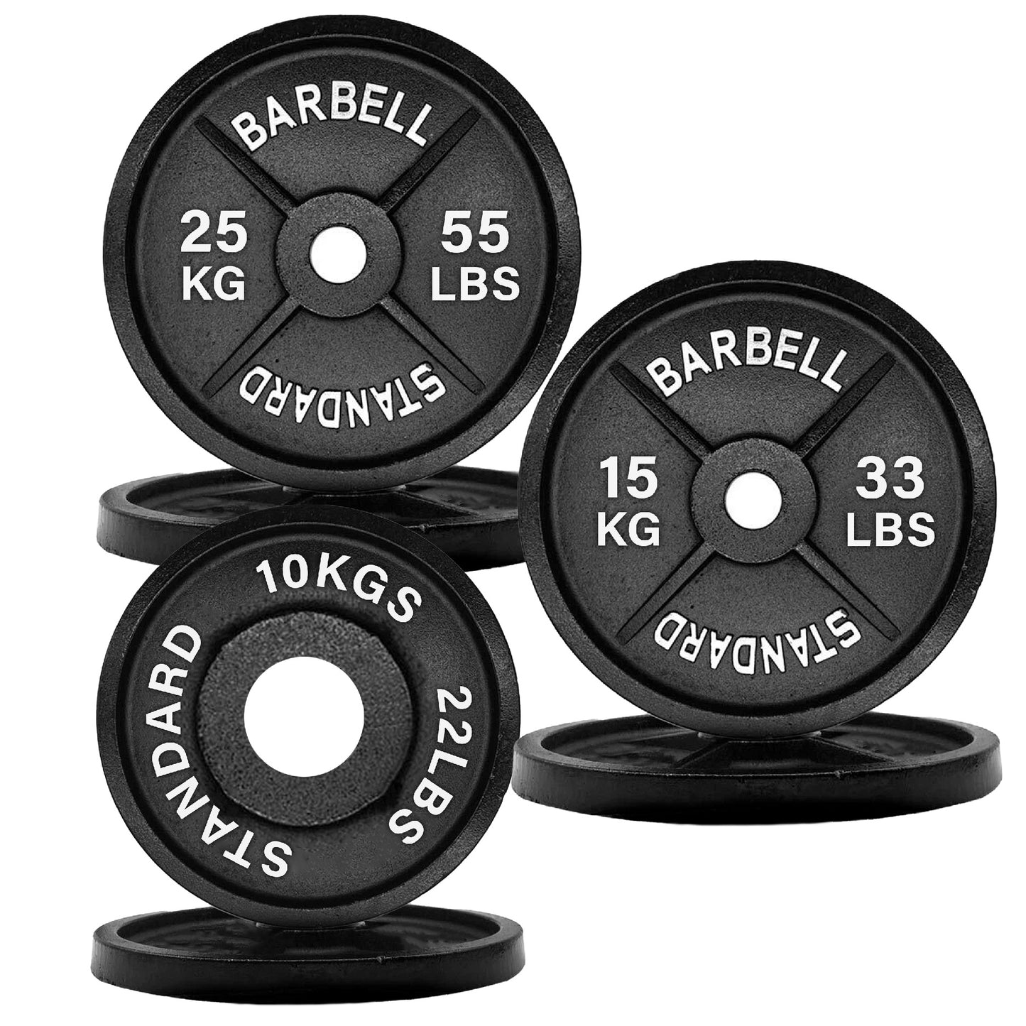 Olympic 2" Cast Iron Weight Plates – Pairs & Sets with 4ft/5ft/6ft/7ft Barbell Options | Standard Fit for Strength Training, Deadlifts & Home Gym Workouts