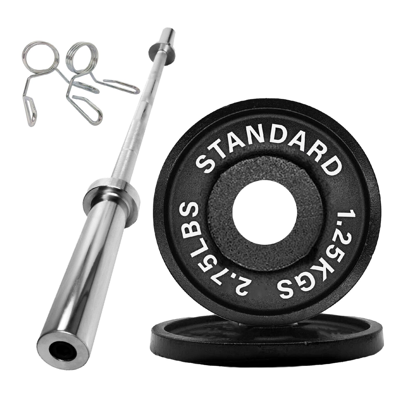 Olympic 2" Cast Iron Weight Plates – Pairs & Sets with 4ft/5ft/6ft/7ft Barbell Options | Standard Fit for Strength Training, Deadlifts & Home Gym Workouts