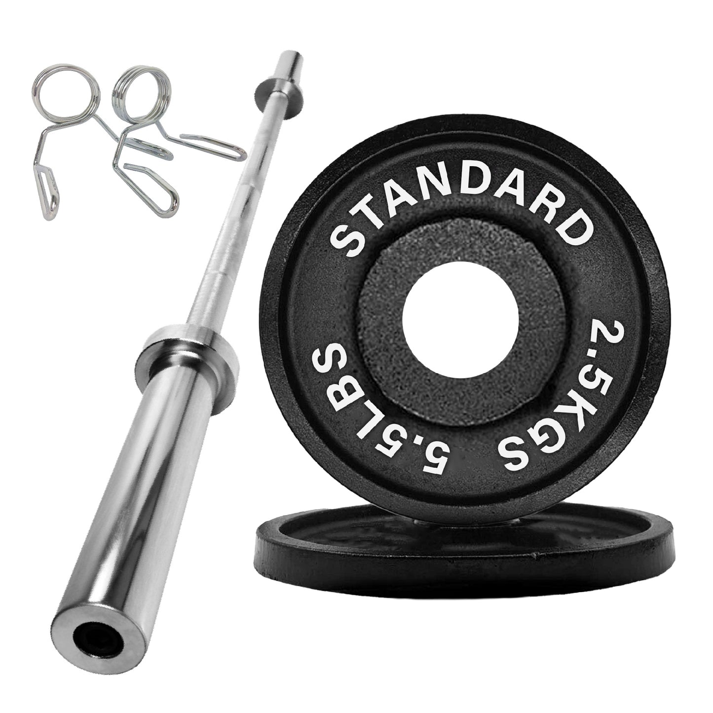 Olympic 2" Cast Iron Weight Plates – Pairs & Sets with 4ft/5ft/6ft/7ft Barbell Options | Standard Fit for Strength Training, Deadlifts & Home Gym Workouts