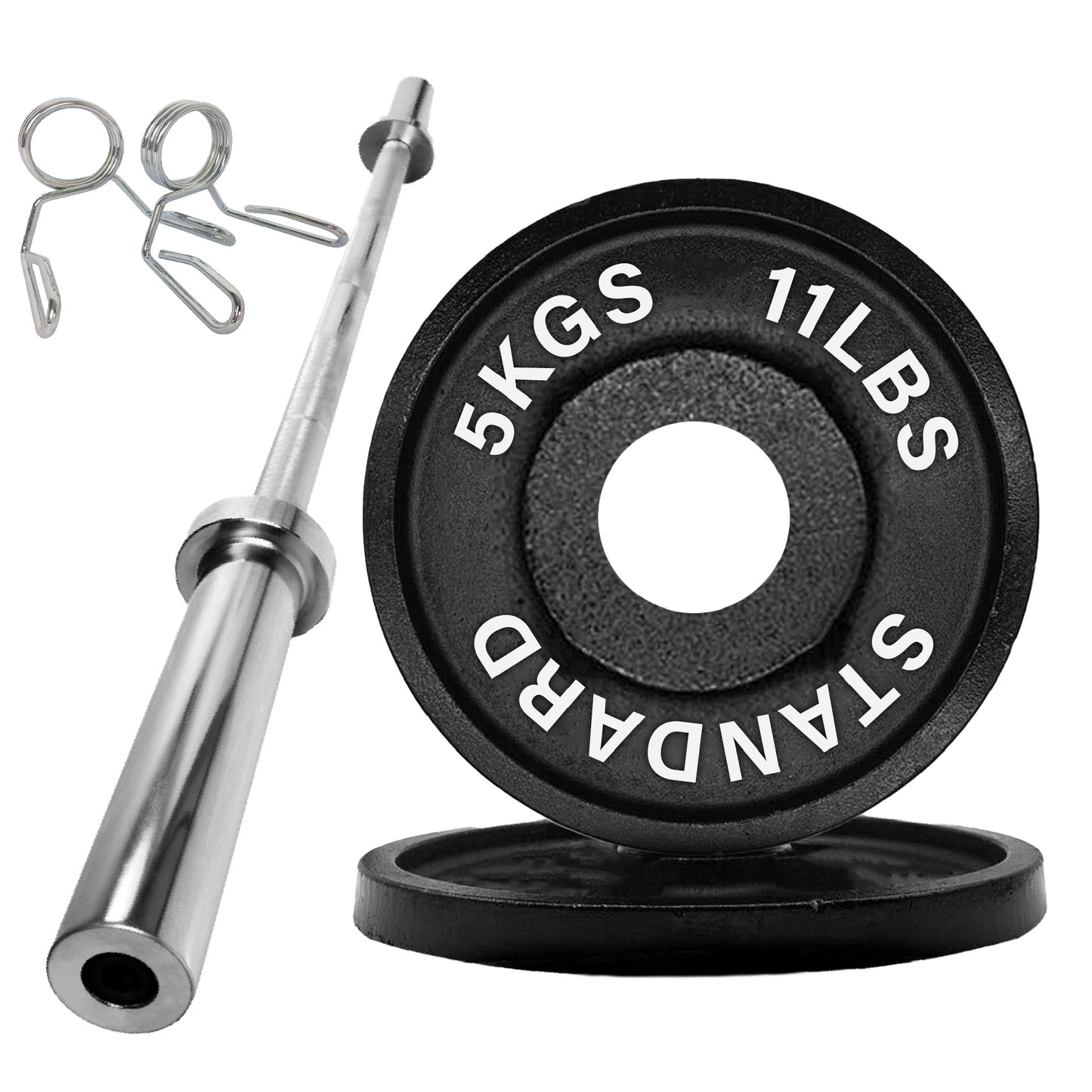 Olympic 2" Cast Iron Weight Plates – Pairs & Sets with 4ft/5ft/6ft/7ft Barbell Options | Standard Fit for Strength Training, Deadlifts & Home Gym Workouts