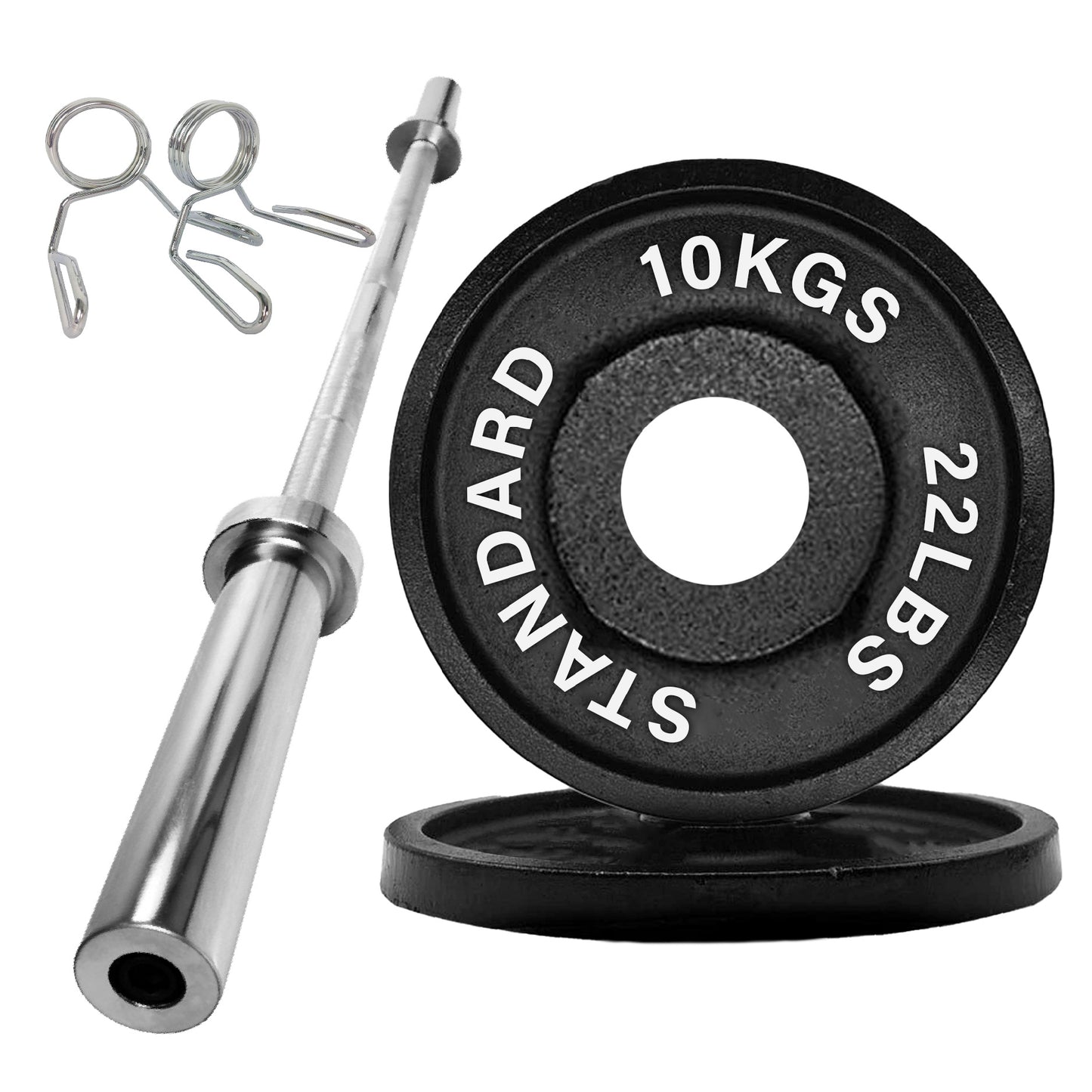 Olympic 2" Cast Iron Weight Plates – Pairs & Sets with 4ft/5ft/6ft/7ft Barbell Options | Standard Fit for Strength Training, Deadlifts & Home Gym Workouts