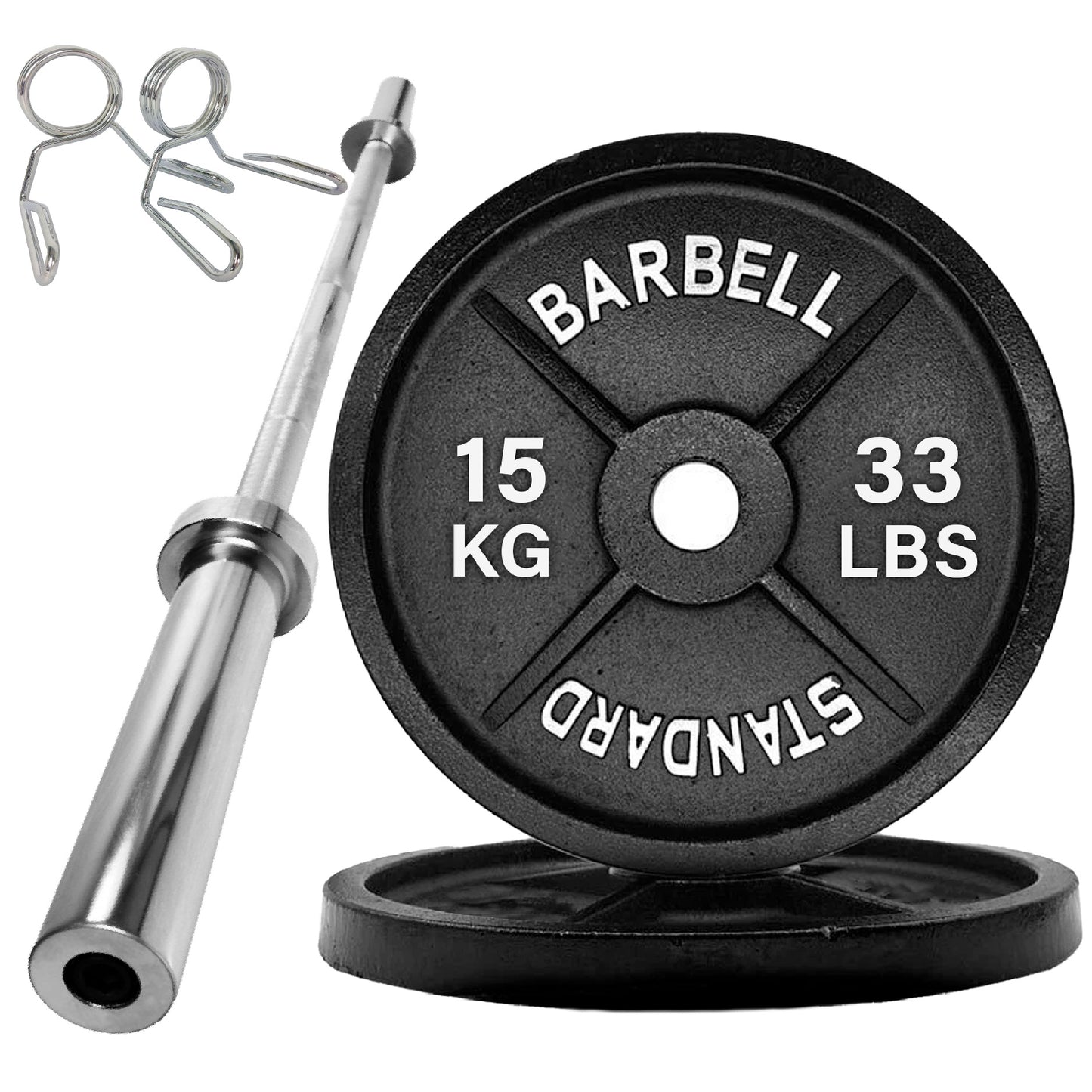 Olympic 2" Cast Iron Weight Plates – Pairs & Sets with 4ft/5ft/6ft/7ft Barbell Options | Standard Fit for Strength Training, Deadlifts & Home Gym Workouts