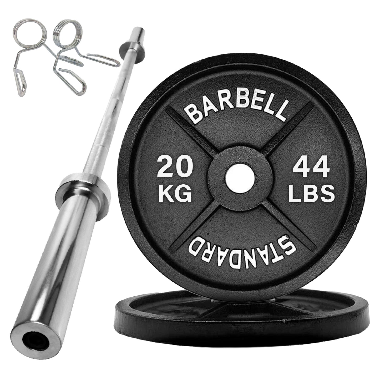 Olympic 2" Cast Iron Weight Plates – Pairs & Sets with 4ft/5ft/6ft/7ft Barbell Options | Standard Fit for Strength Training, Deadlifts & Home Gym Workouts
