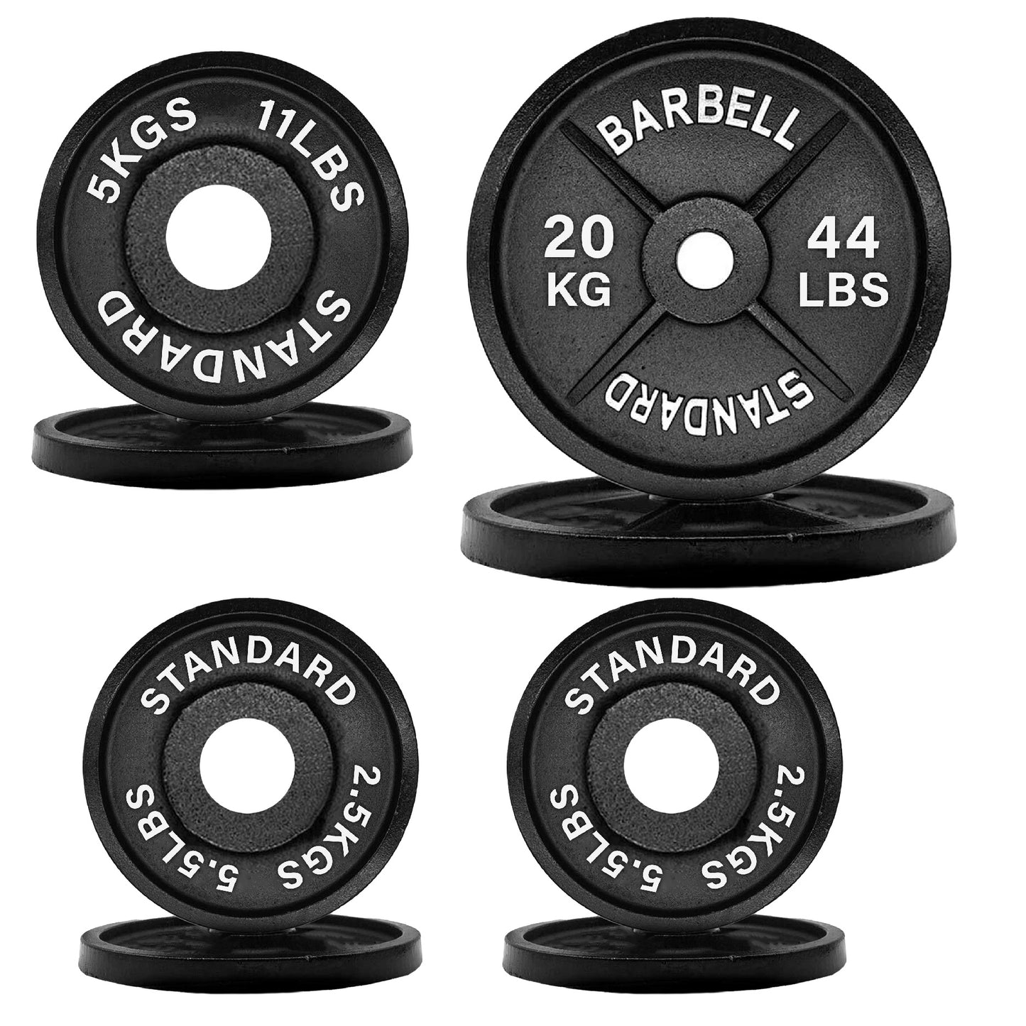Olympic 2" Cast Iron Weight Plates – Pairs & Sets with 4ft/5ft/6ft/7ft Barbell Options | Standard Fit for Strength Training, Deadlifts & Home Gym Workouts